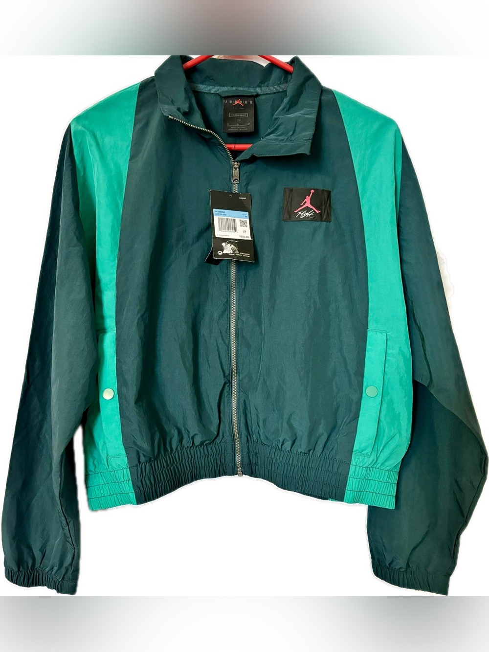 🏀 NWT Nike Jordan Flight Women’s Windbreaker Jacket - M - Atomic Teal & Green